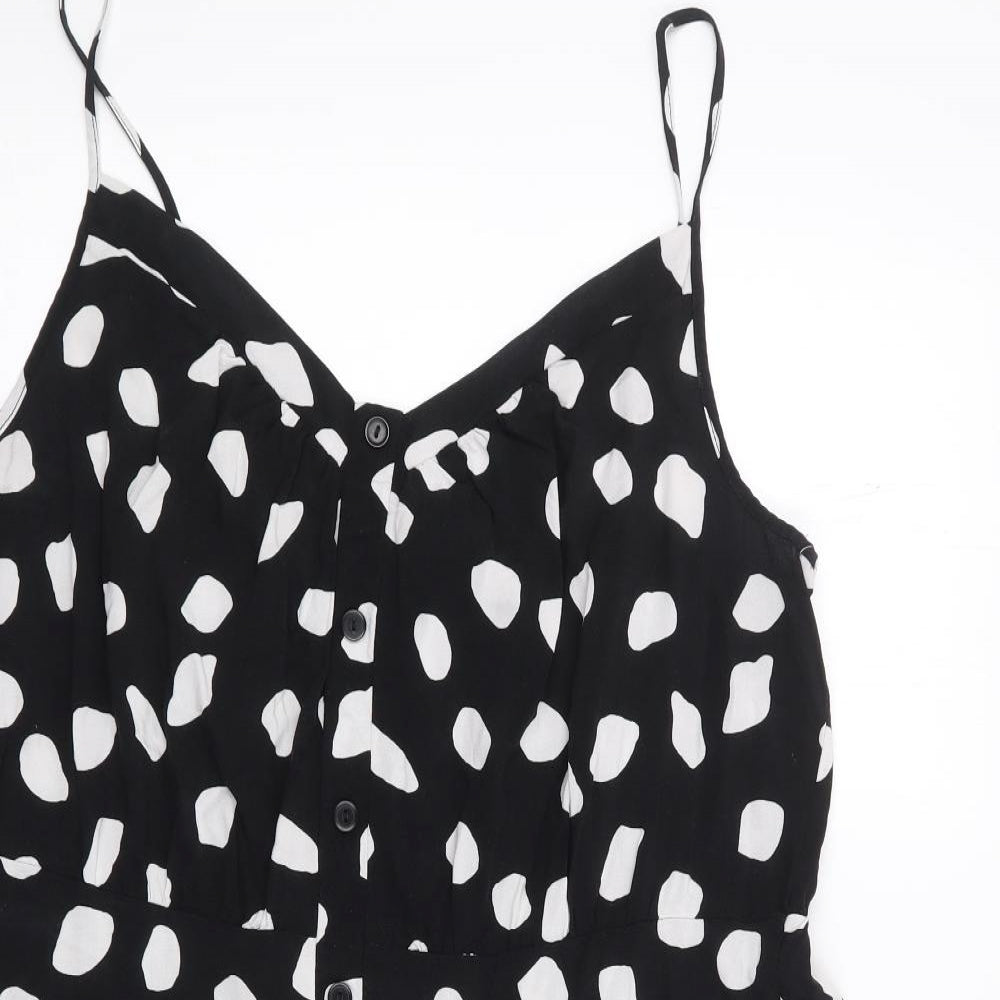 George Womens Black Polka Dot Viscose Skater Dress  Size 18  V-Neck Pullover