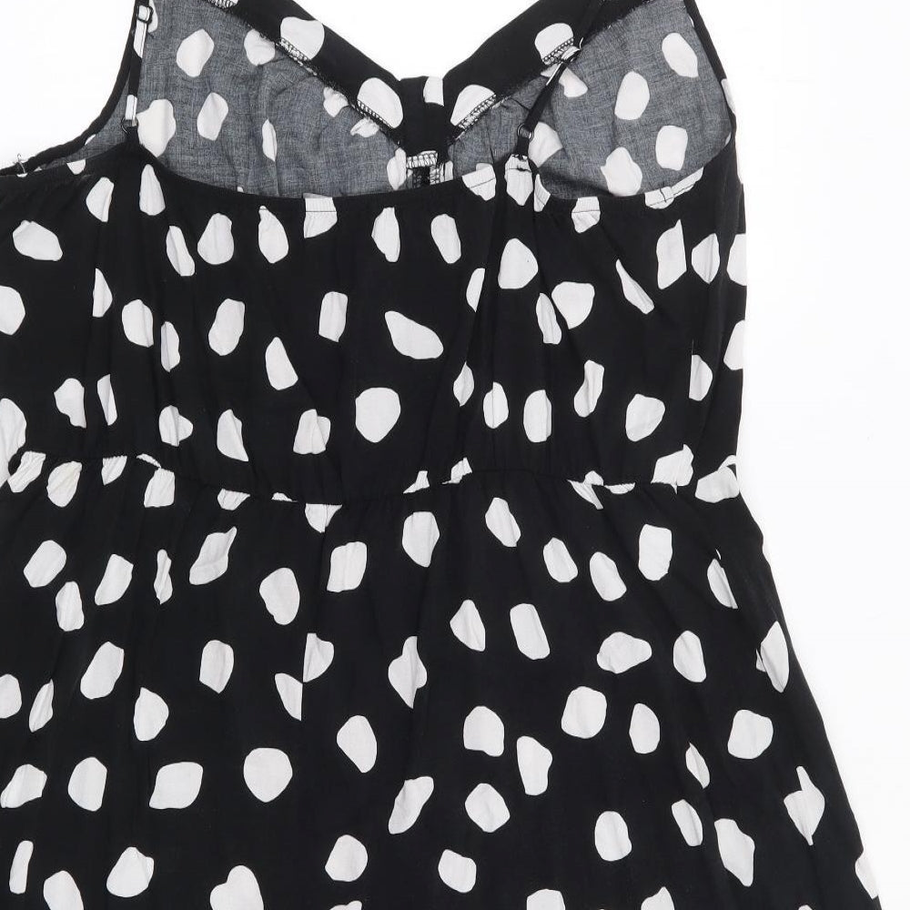 George Womens Black Polka Dot Viscose Skater Dress  Size 18  V-Neck Pullover