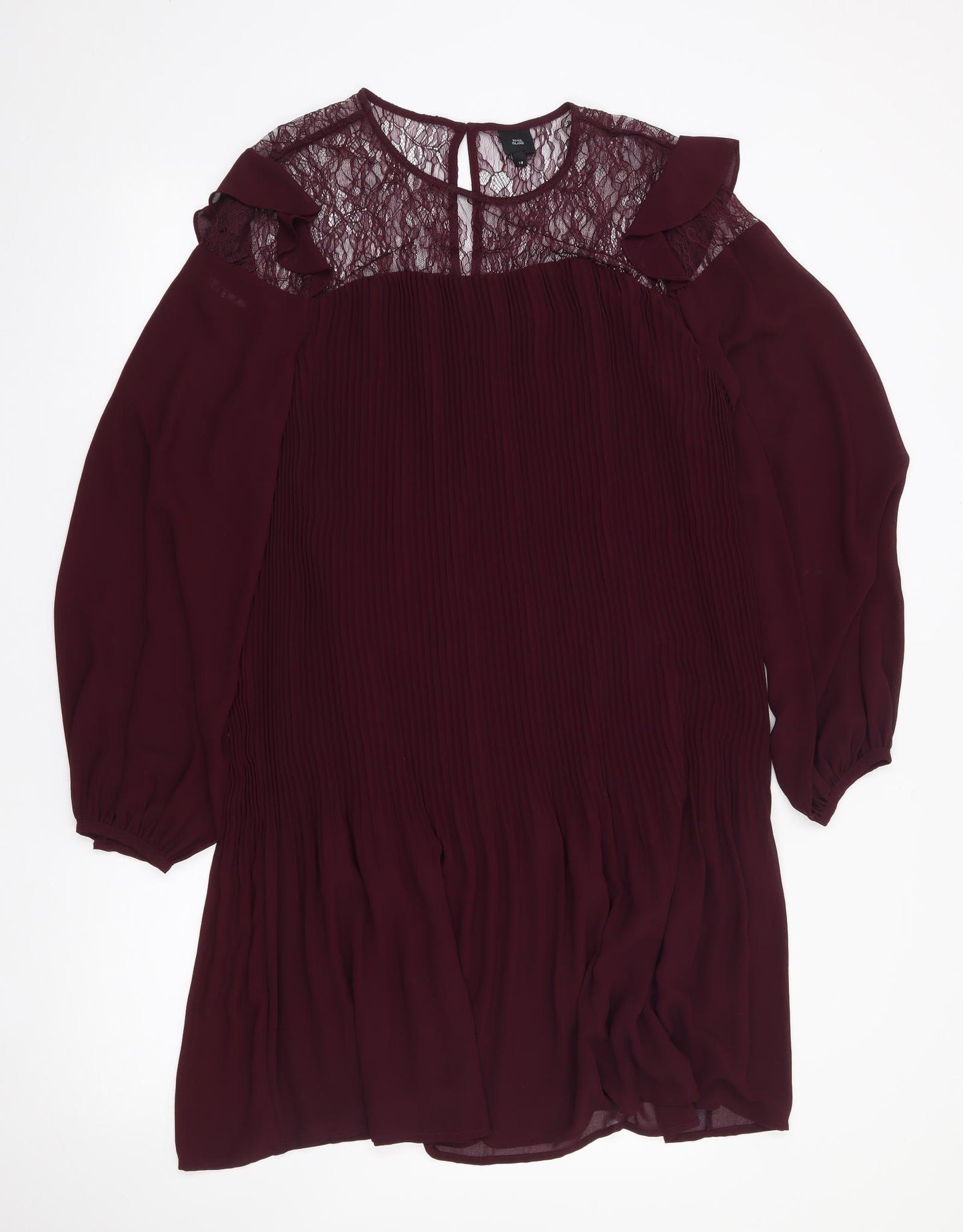 River Island Womens Purple  Polyester A-Line  Size 18  Round Neck Zip