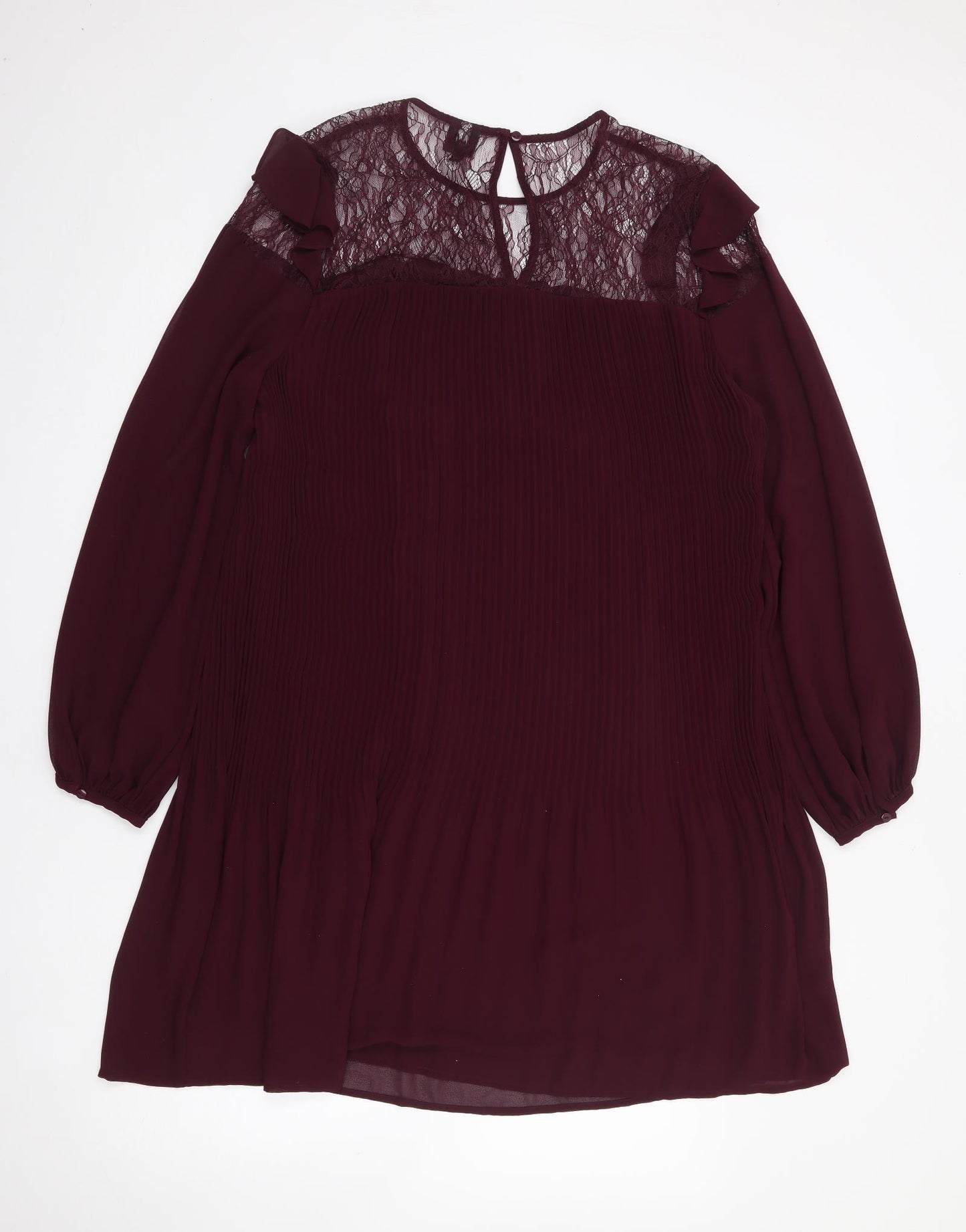 River Island Womens Purple  Polyester A-Line  Size 18  Round Neck Zip