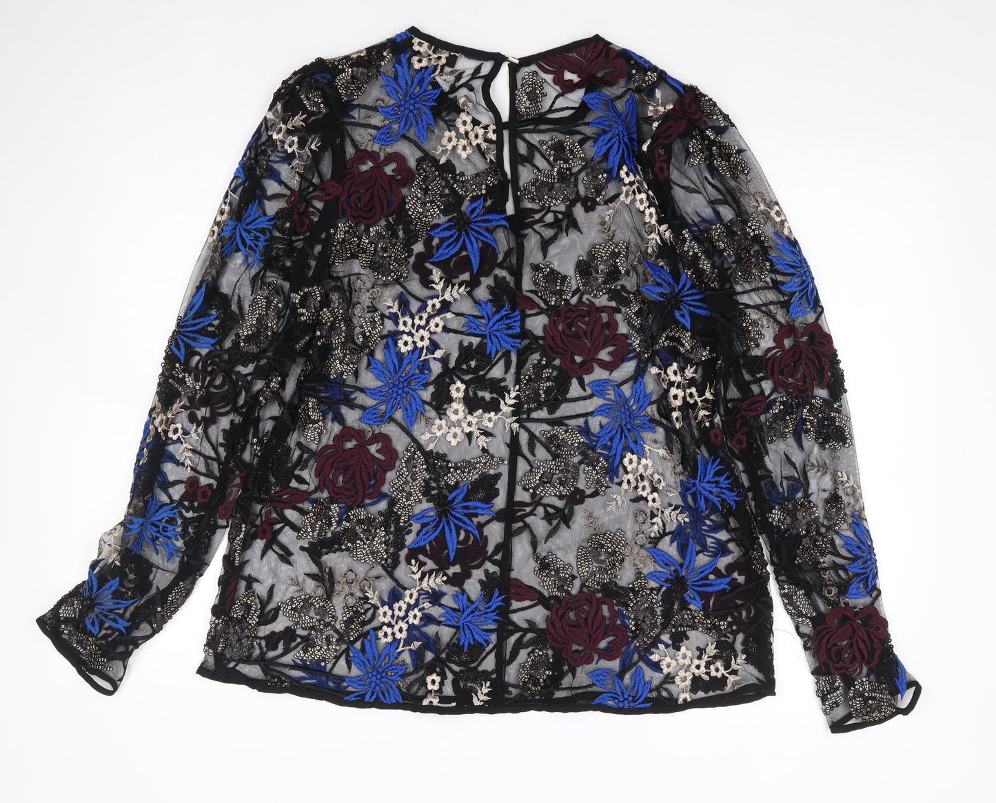 River Island Womens Multicoloured Floral Polyester Jersey Blouse Size 18 Round Neck