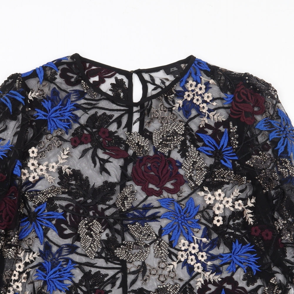 River Island Womens Multicoloured Floral Polyester Jersey Blouse Size 18 Round Neck