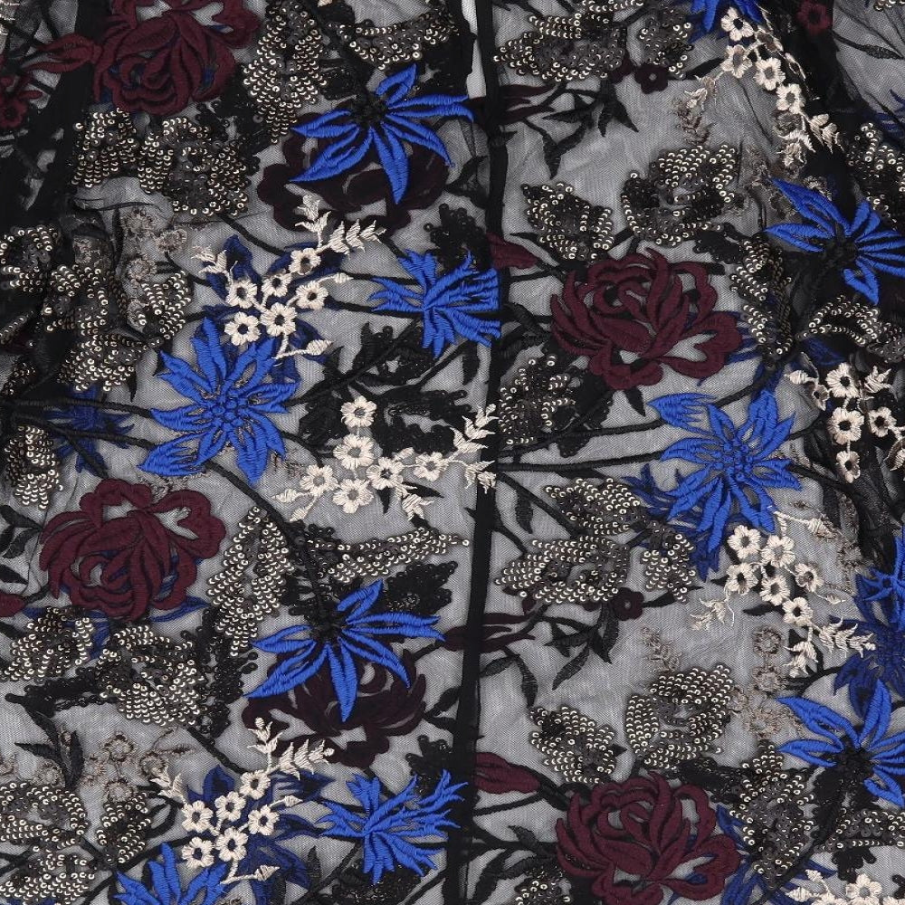 River Island Womens Multicoloured Floral Polyester Jersey Blouse Size 18 Round Neck