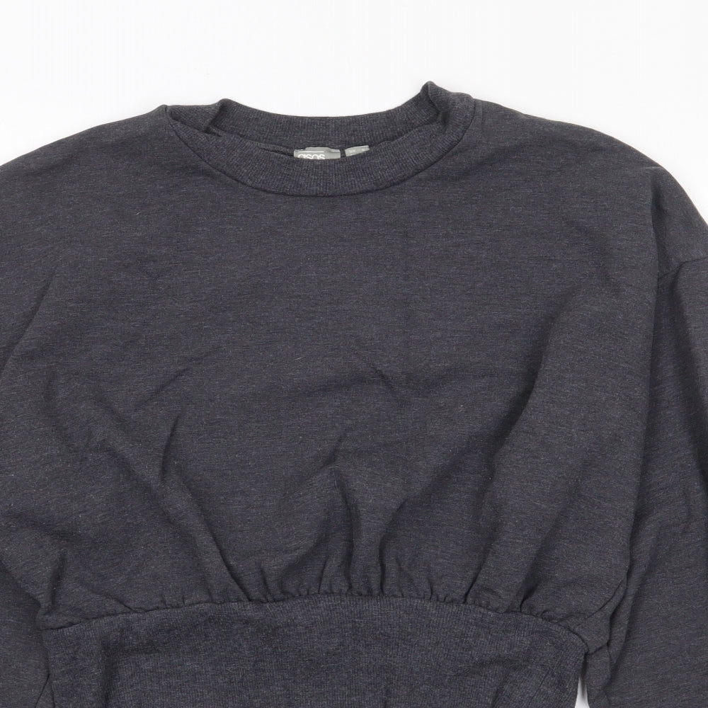 ASOS Womens Grey Boat Neck  Viscose Pullover Jumper Size 8   - Cropped