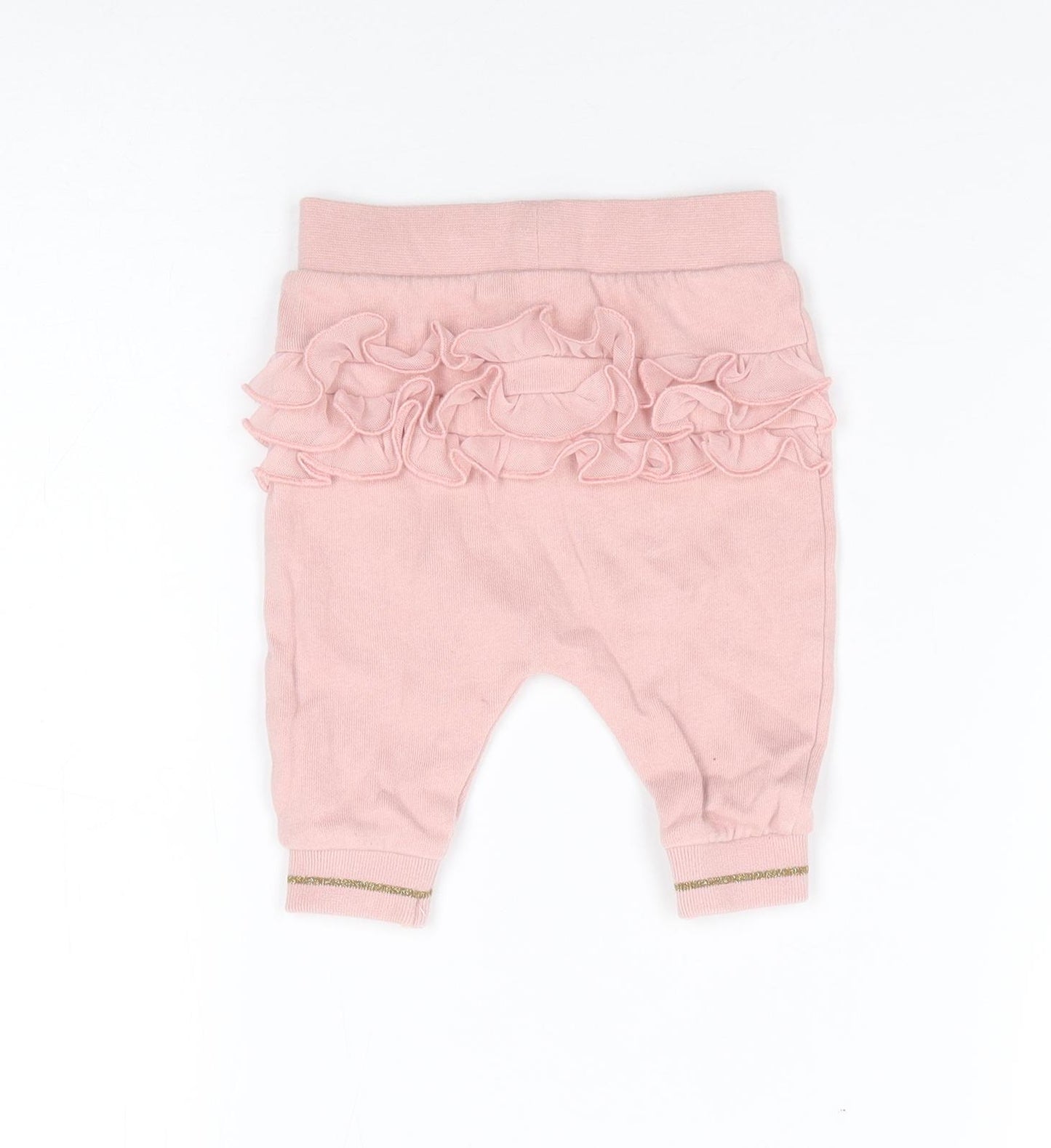 River Island Girls Pink  100% Cotton Jogger Trousers Size 0-3 Months
