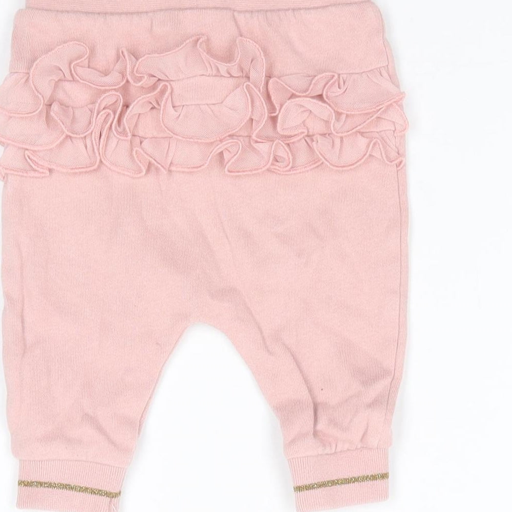 River Island Girls Pink  100% Cotton Jogger Trousers Size 0-3 Months
