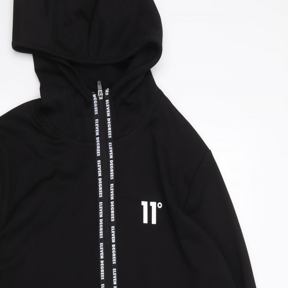 11 degrees Mens Black  Polyester Full Zip Hoodie Size XL