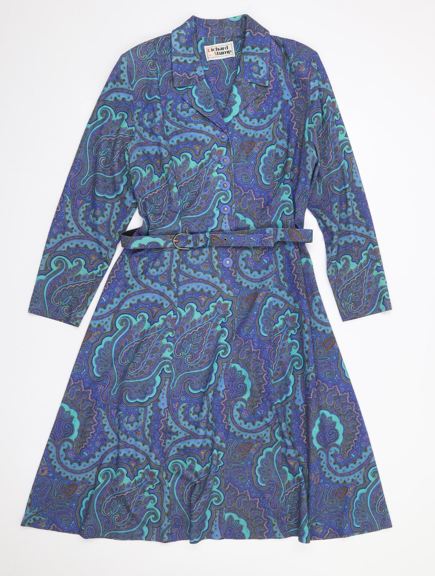 Richard Stump Womens Multicoloured Paisley Polyester Shirt Dress  Size 14  Collared Button