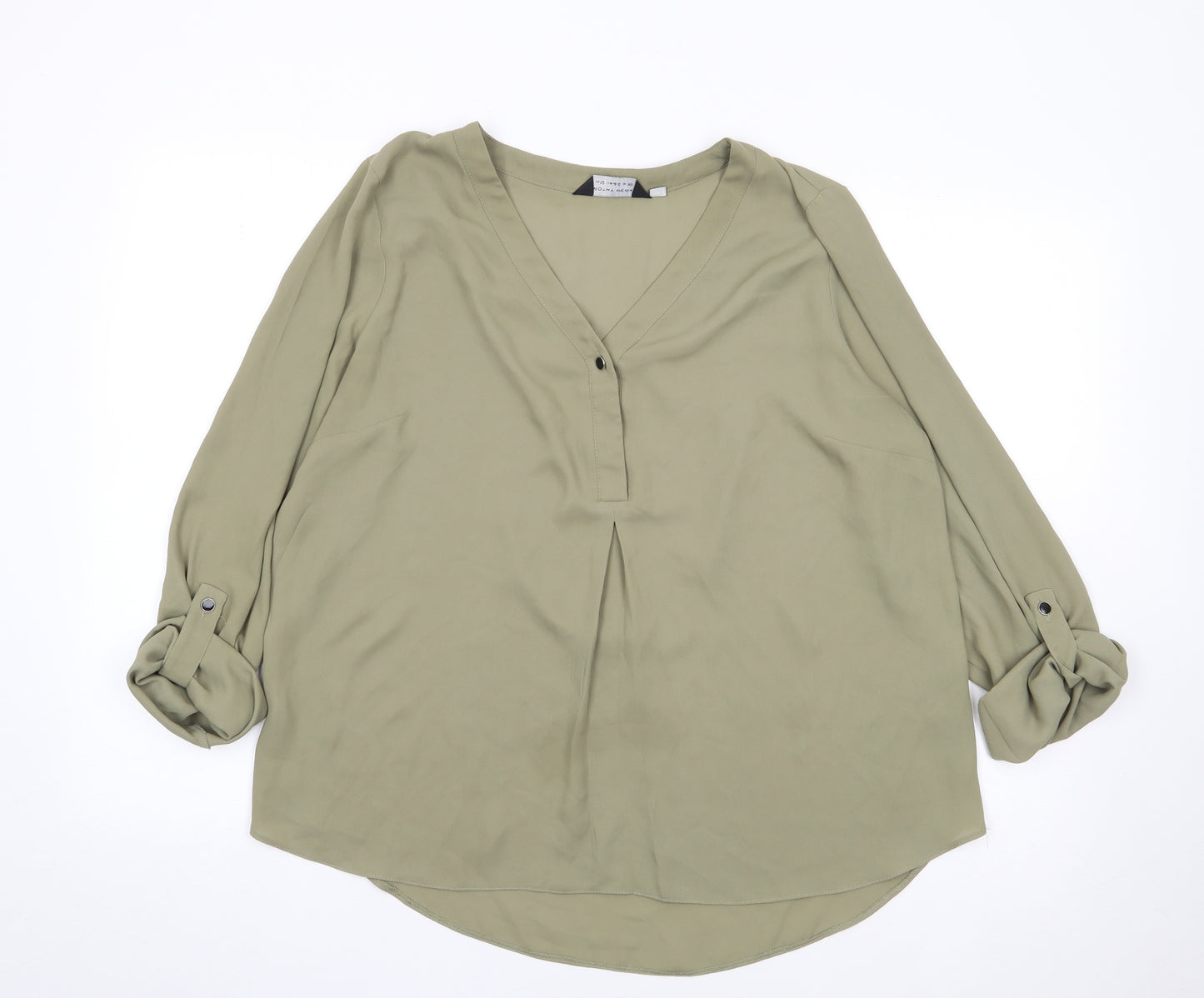 Dorothy Perkins Womens Green  Polyester Jersey Blouse Size 16 V-Neck