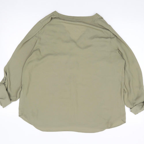 Dorothy Perkins Womens Green  Polyester Jersey Blouse Size 16 V-Neck