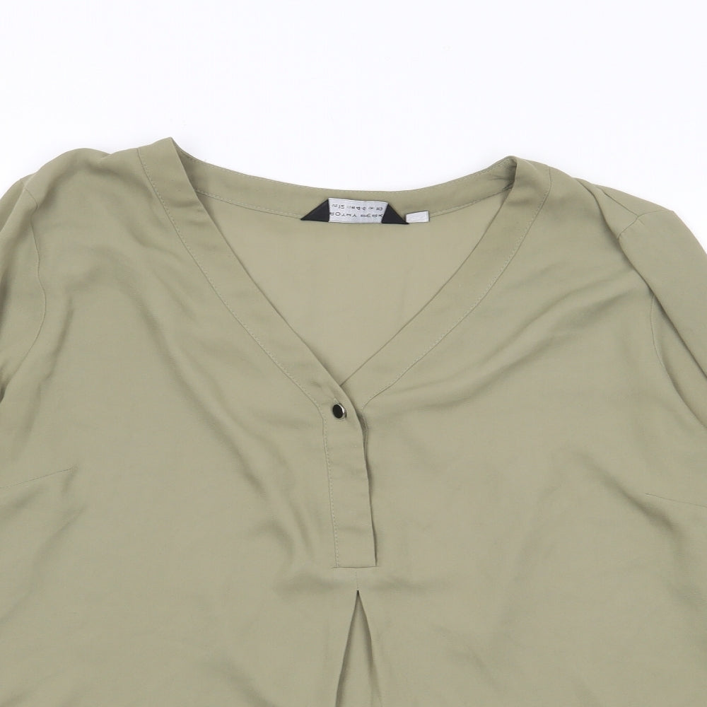Dorothy Perkins Womens Green  Polyester Jersey Blouse Size 16 V-Neck
