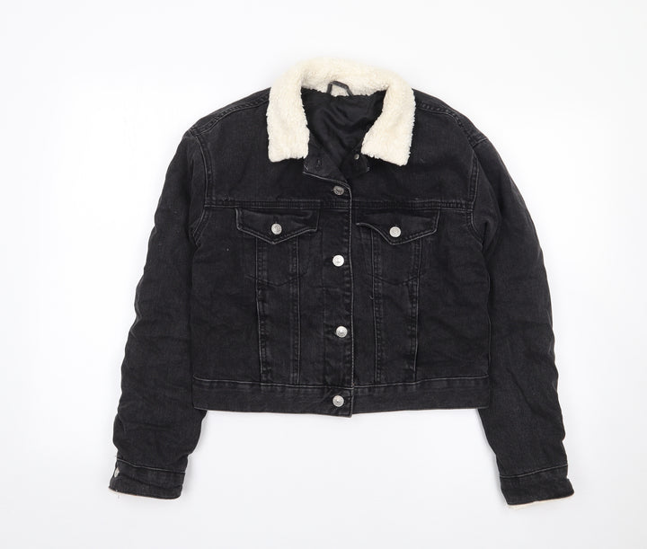 Topshop Womens Black   Jacket Coat Size 6  Button