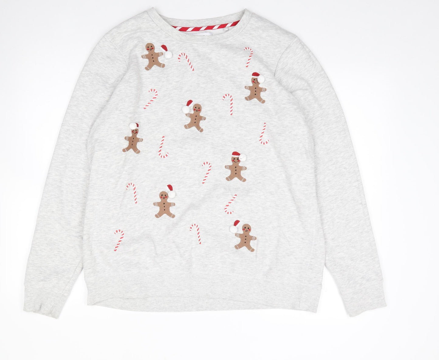 NEXT Womens Grey Crew Neck  Cotton Pullover Jumper Size L   - Christmas