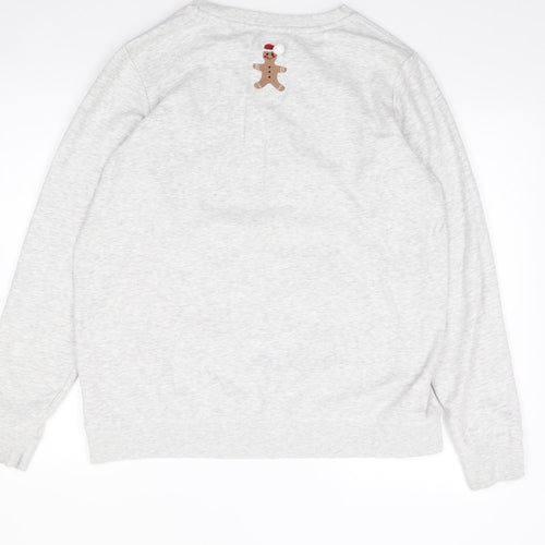 NEXT Womens Grey Crew Neck  Cotton Pullover Jumper Size L   - Christmas