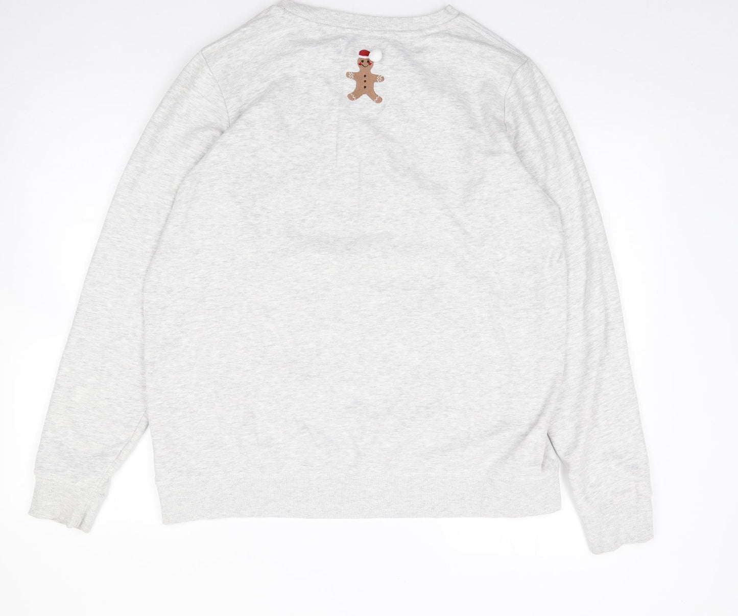 NEXT Womens Grey Crew Neck  Cotton Pullover Jumper Size L   - Christmas