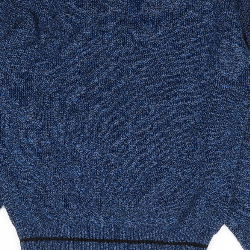 Alan Willis Mens Blue V-Neck Geometric Acrylic Pullover Jumper Size M