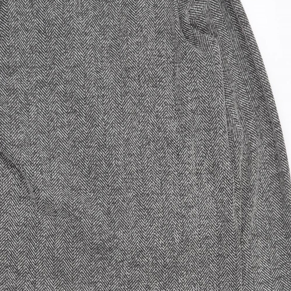 Topshop Womens Black Herringbone  Jacket Coatigan Size 8  Snap