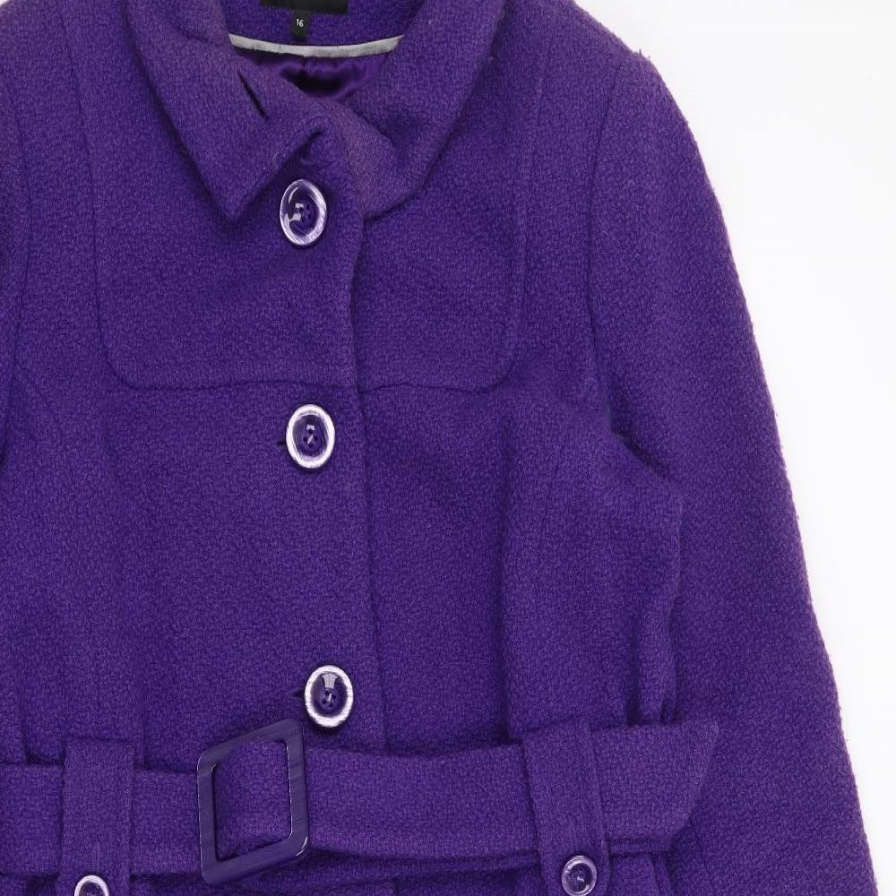 Debenhams Womens Purple   Trench Coat Coat Size 16  Button