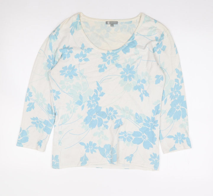 Mia Moda Womens Ivory Round Neck Floral Viscose Pullover Jumper Size M