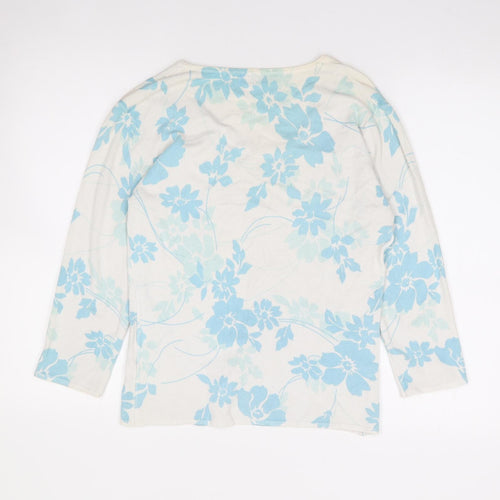 Mia Moda Womens Ivory Round Neck Floral Viscose Pullover Jumper Size M