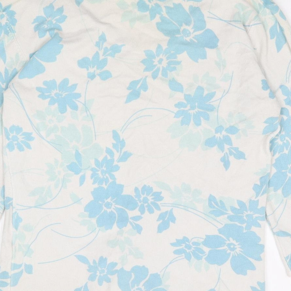 Mia Moda Womens Ivory Round Neck Floral Viscose Pullover Jumper Size M