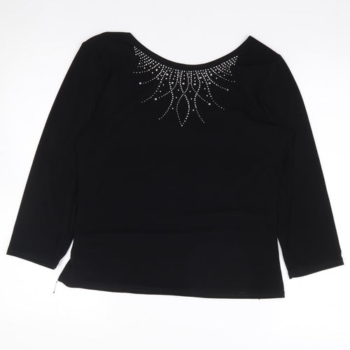 Whisper` Womens Black  Polyester Jersey T-Shirt Size 12 Round Neck