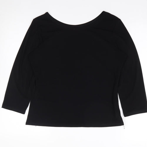 Whisper` Womens Black  Polyester Jersey T-Shirt Size 12 Round Neck