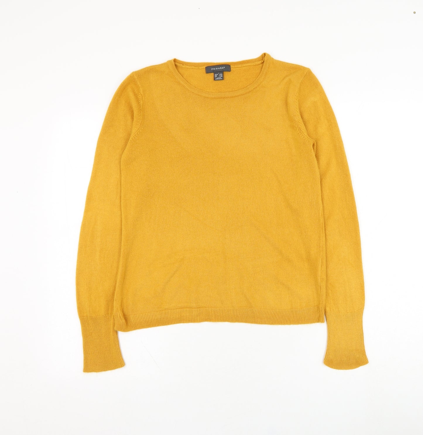 Primark Womens Yellow Round Neck  Acrylic Pullover Jumper Size 10