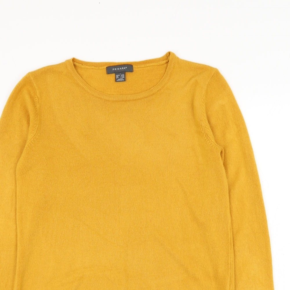 Primark Womens Yellow Round Neck  Acrylic Pullover Jumper Size 10