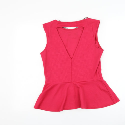 River Island Womens Pink  Polyester Basic Tank Size 12 Round Neck - Necklace accent