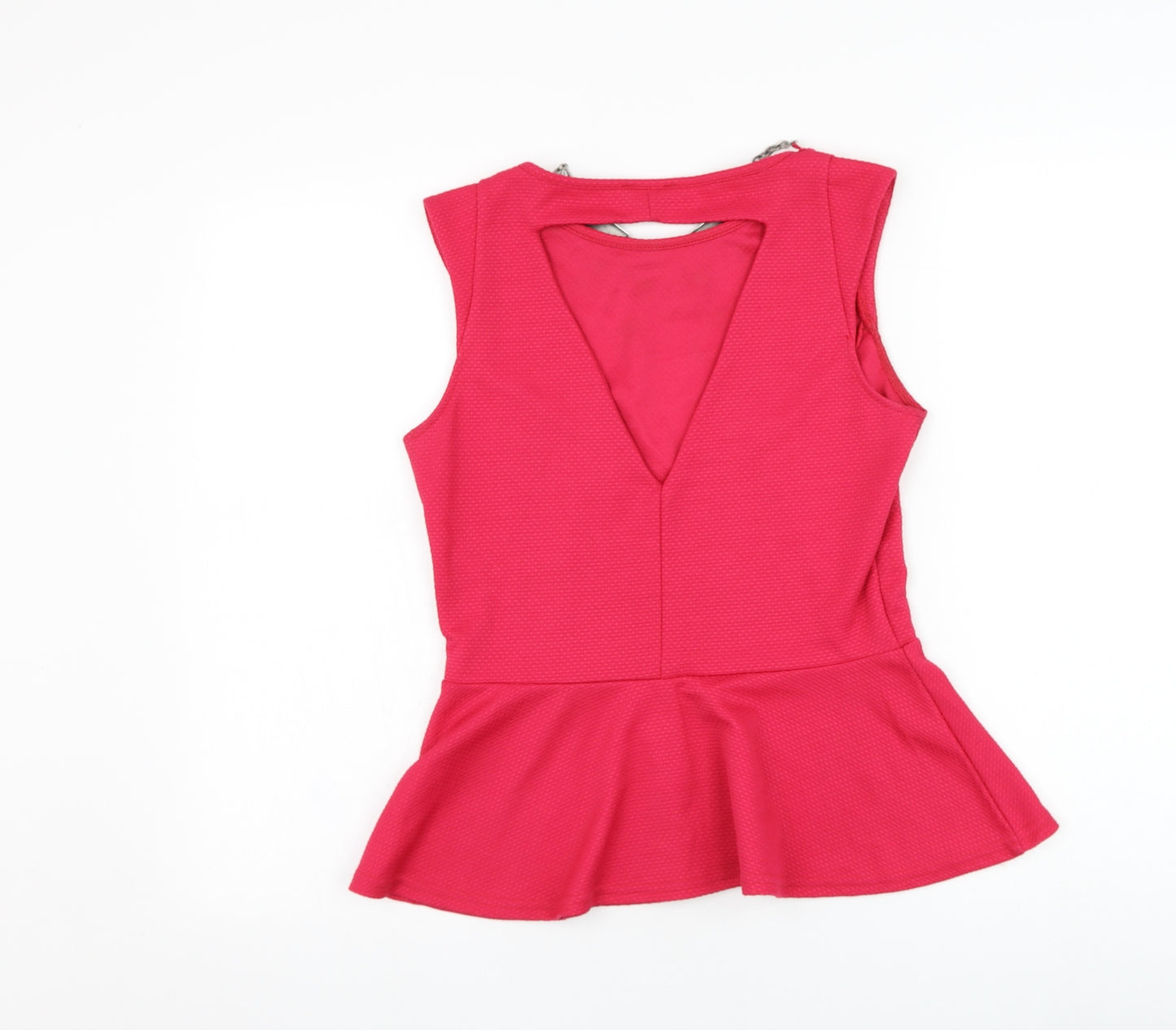 River Island Womens Pink  Polyester Basic Tank Size 12 Round Neck - Necklace accent