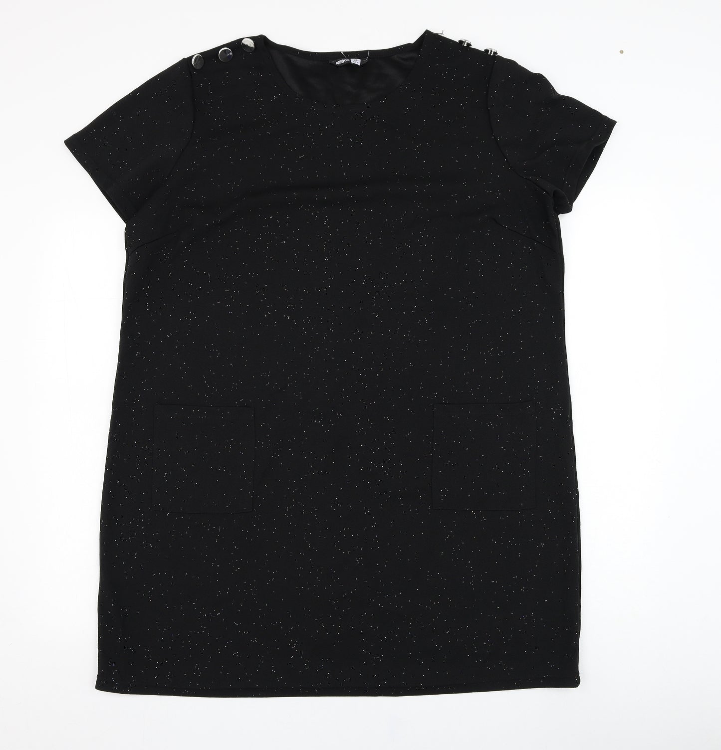 Pep&co Womens Black  Polyester T-Shirt Dress  Size 20  Round Neck Pullover