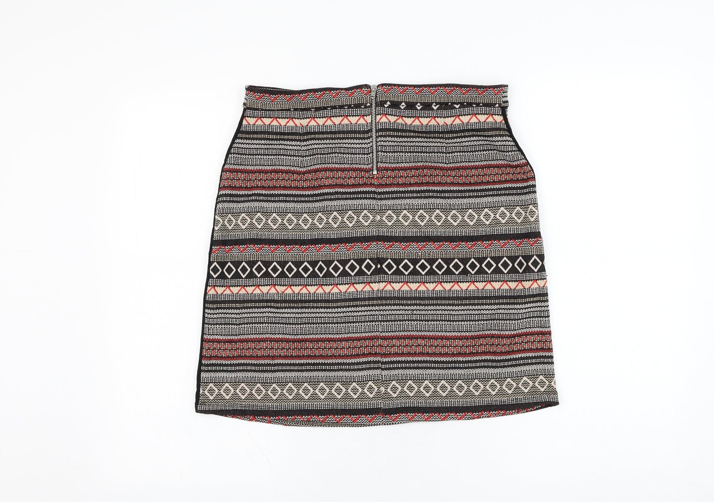 NEXT Womens Black Geometric Polyester Straight & Pencil Skirt Size 6   Zip