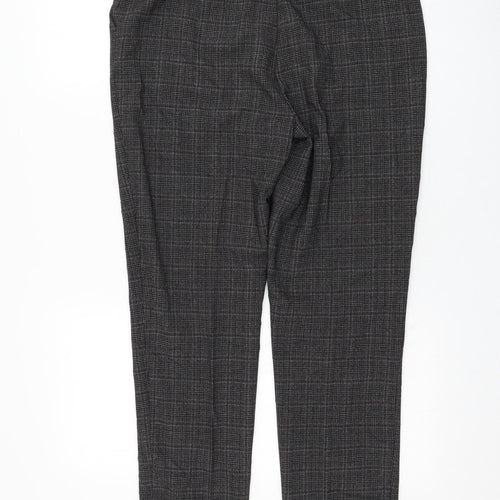 TU Womens Grey Check Polyester Trousers  Size 12 L28 in Regular Zip