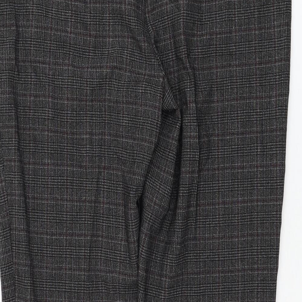 TU Womens Grey Check Polyester Trousers  Size 12 L28 in Regular Zip