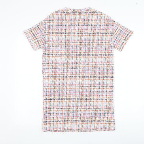 Pull&Bear Womens White  Polyester T-Shirt Dress  Size XS  Round Neck Pullover