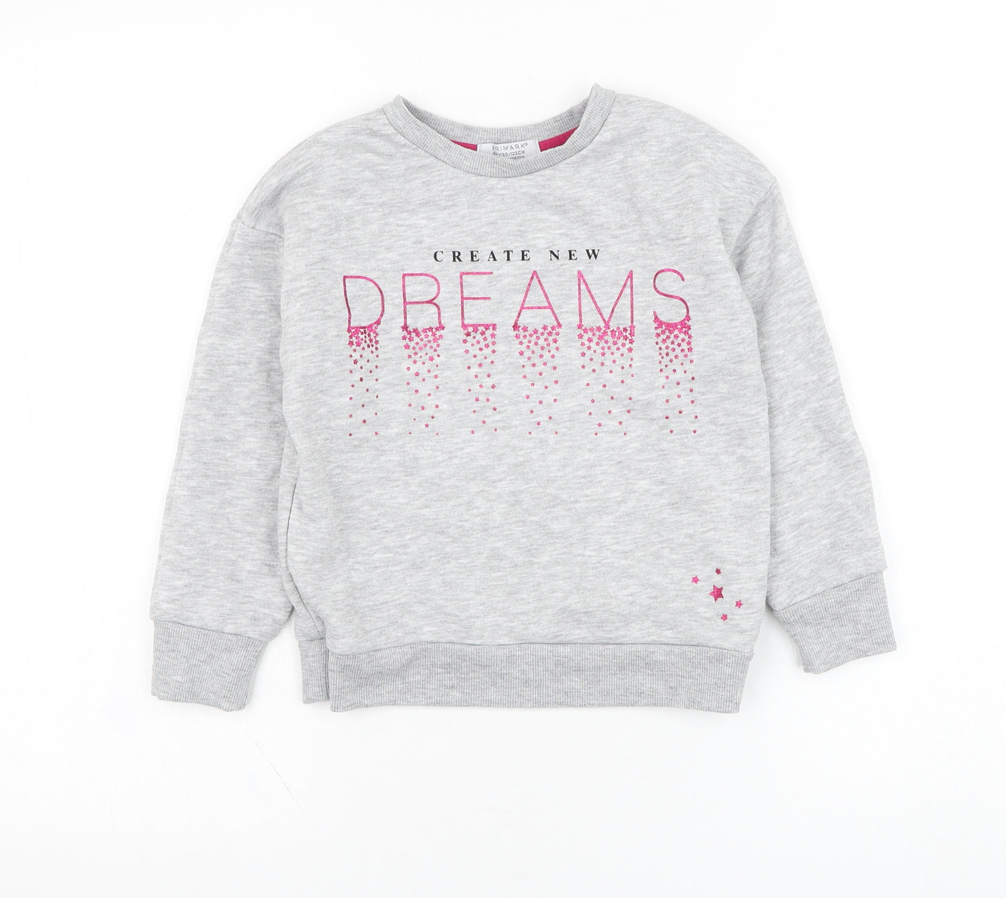 Primark Girls Grey  Cotton Pullover Sweatshirt Size 6-7 Years  Pullover - Slogan