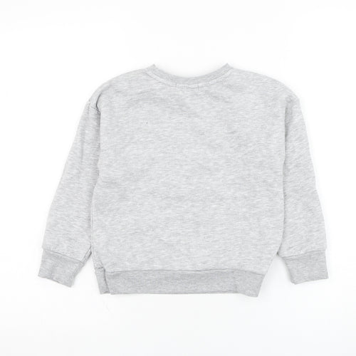 Primark Girls Grey  Cotton Pullover Sweatshirt Size 6-7 Years  Pullover - Slogan