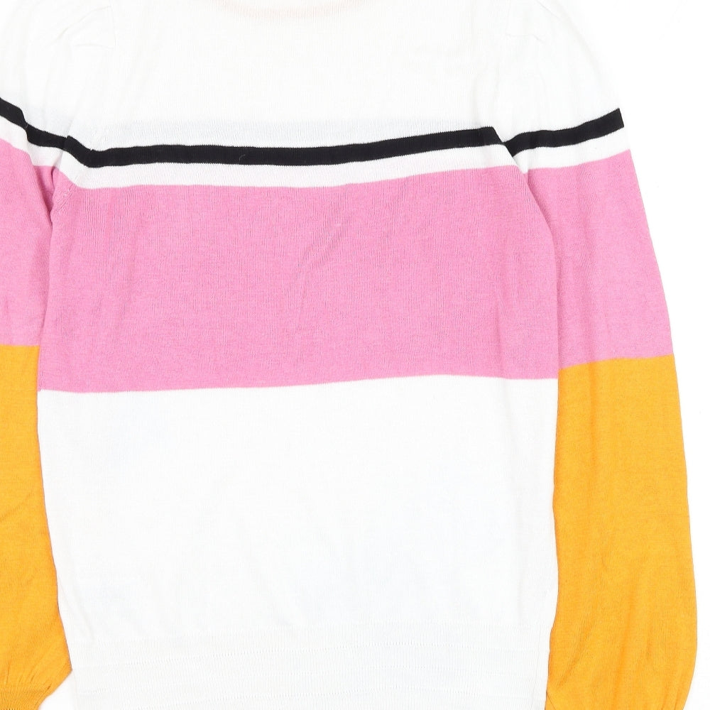 NEXT Womens White Round Neck  Polyester Pullover Jumper Size S