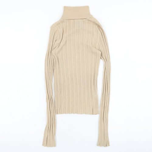ASOS Womens Beige Roll Neck  Polyester Pullover Jumper Size 4