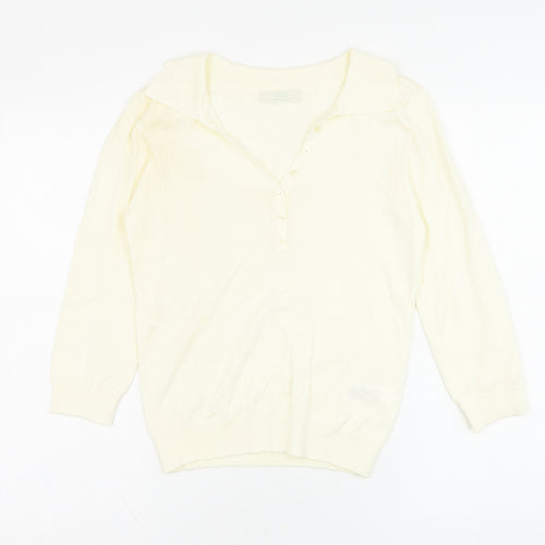 Marks and Spencer Womens Ivory Collared  Viscose Pullover Jumper Size 12