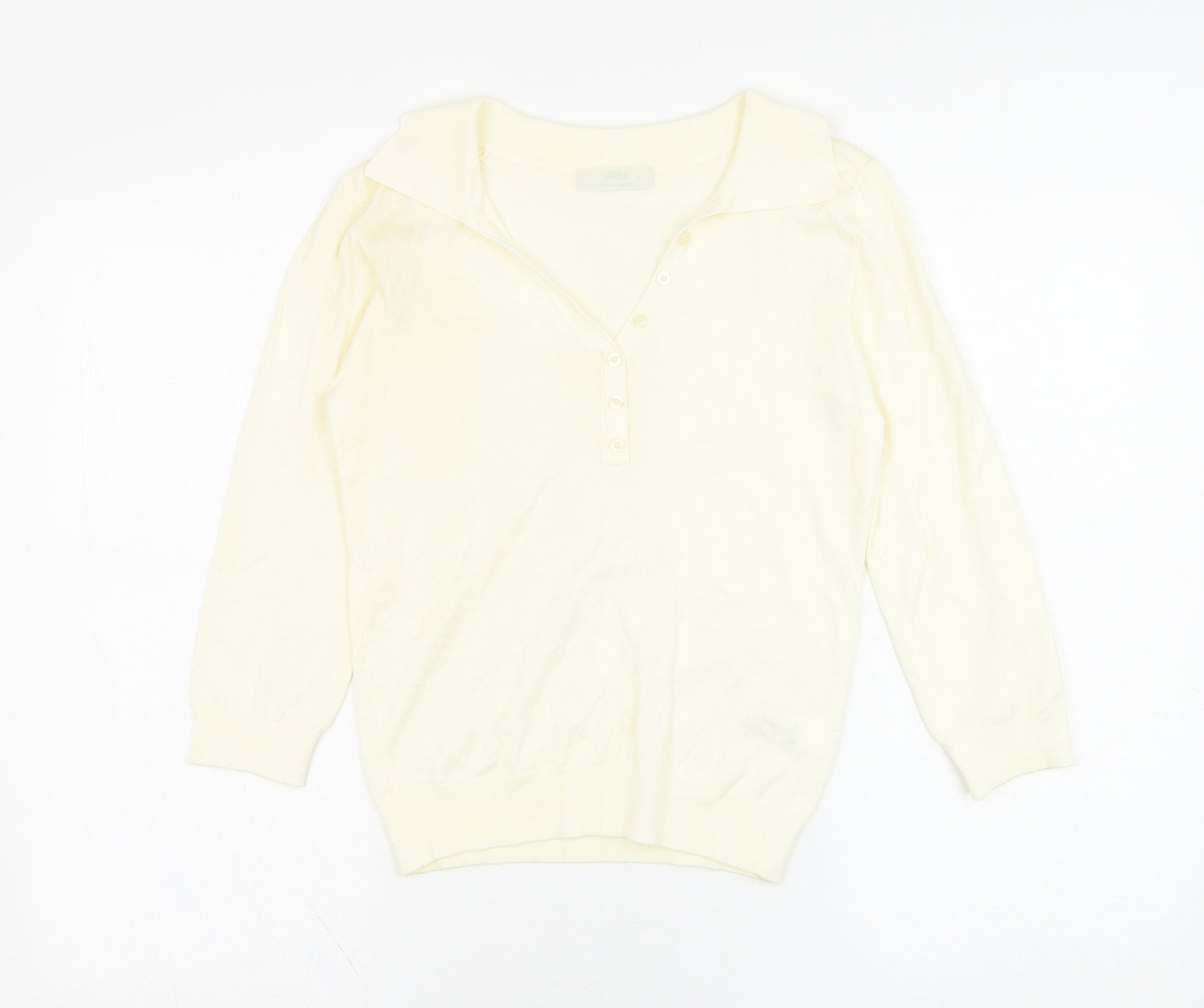 Marks and Spencer Womens Ivory Collared  Viscose Pullover Jumper Size 12