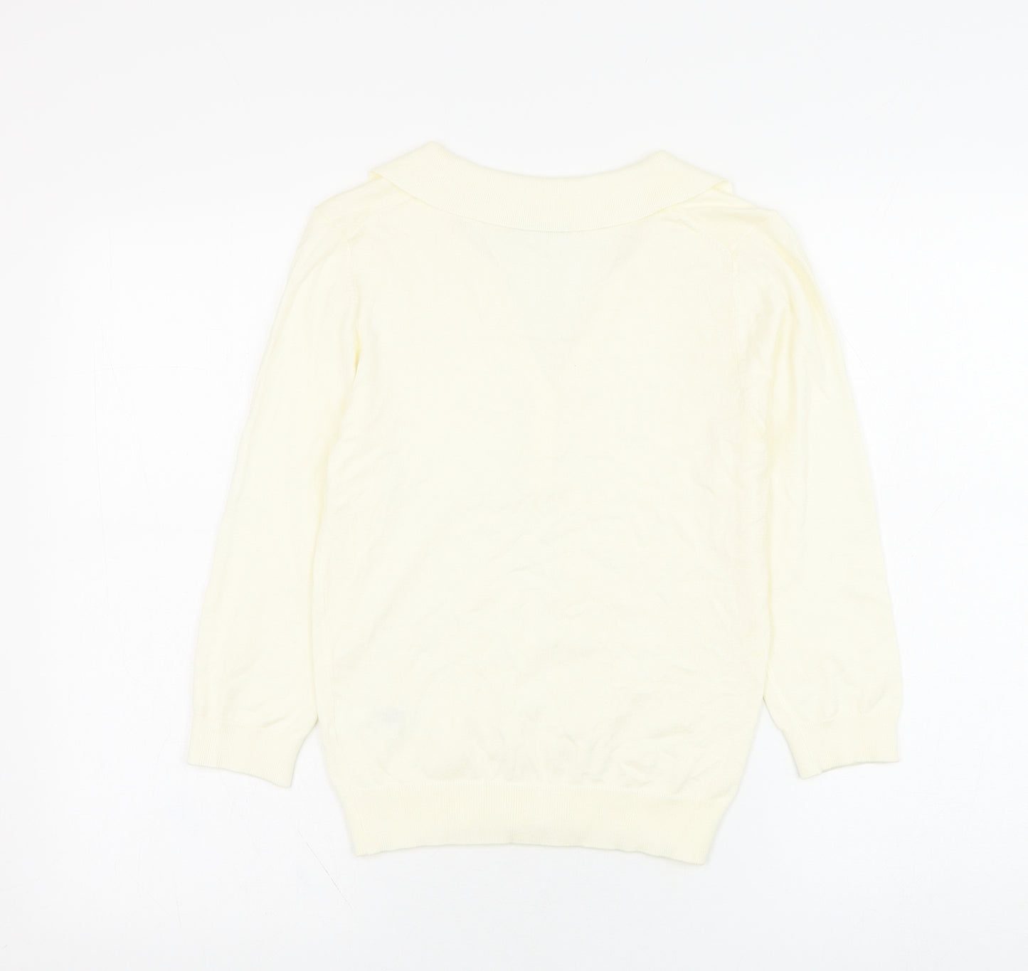 Marks and Spencer Womens Ivory Collared  Viscose Pullover Jumper Size 12