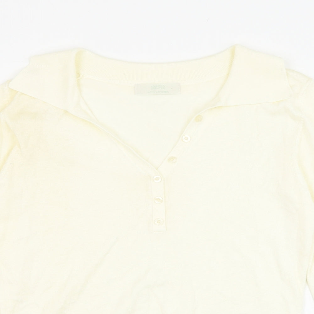 Marks and Spencer Womens Ivory Collared  Viscose Pullover Jumper Size 12