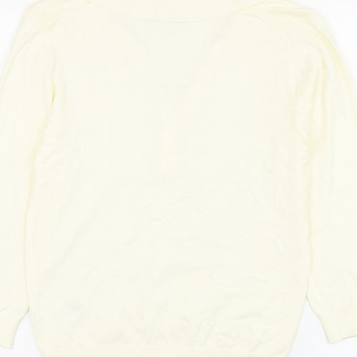 Marks and Spencer Womens Ivory Collared  Viscose Pullover Jumper Size 12
