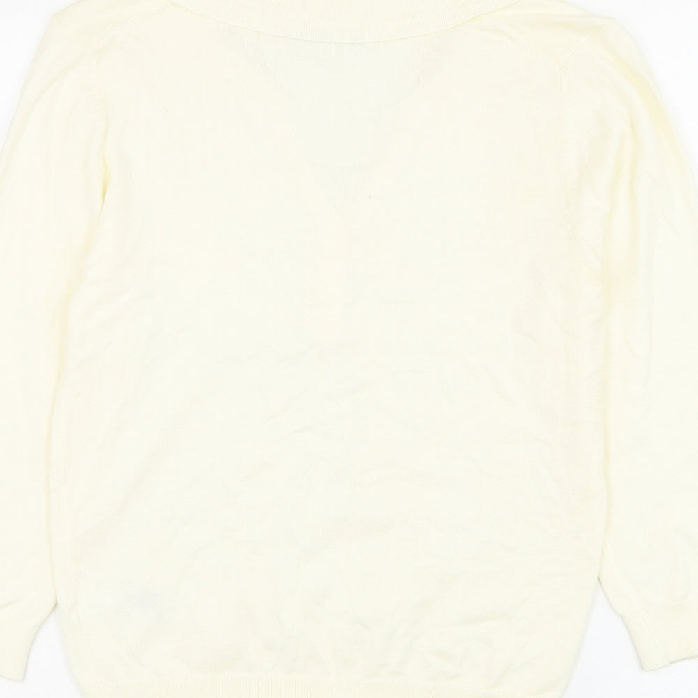 Marks and Spencer Womens Ivory Collared  Viscose Pullover Jumper Size 12