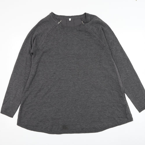 Marks and Spencer Womens Grey Round Neck  Acrylic Pullover Jumper Size 12
