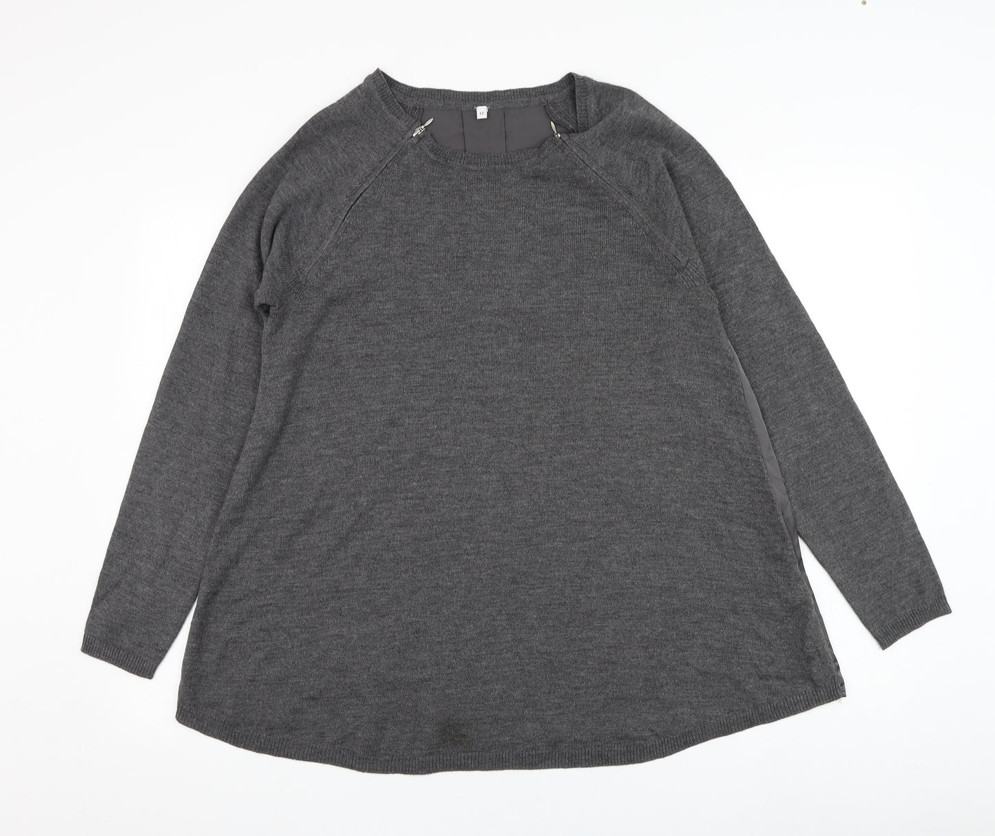 Marks and Spencer Womens Grey Round Neck  Acrylic Pullover Jumper Size 12
