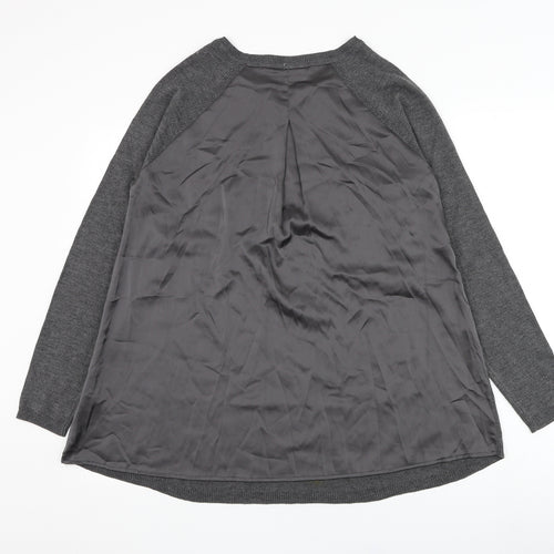 Marks and Spencer Womens Grey Round Neck  Acrylic Pullover Jumper Size 12