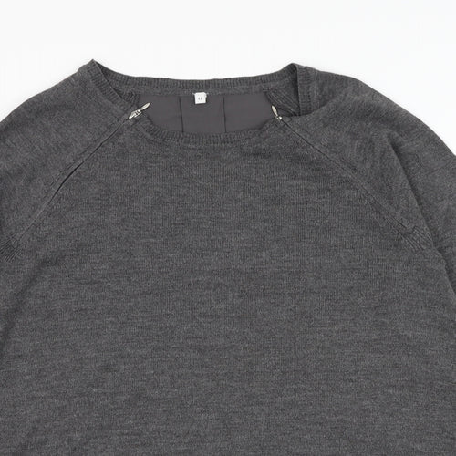 Marks and Spencer Womens Grey Round Neck  Acrylic Pullover Jumper Size 12